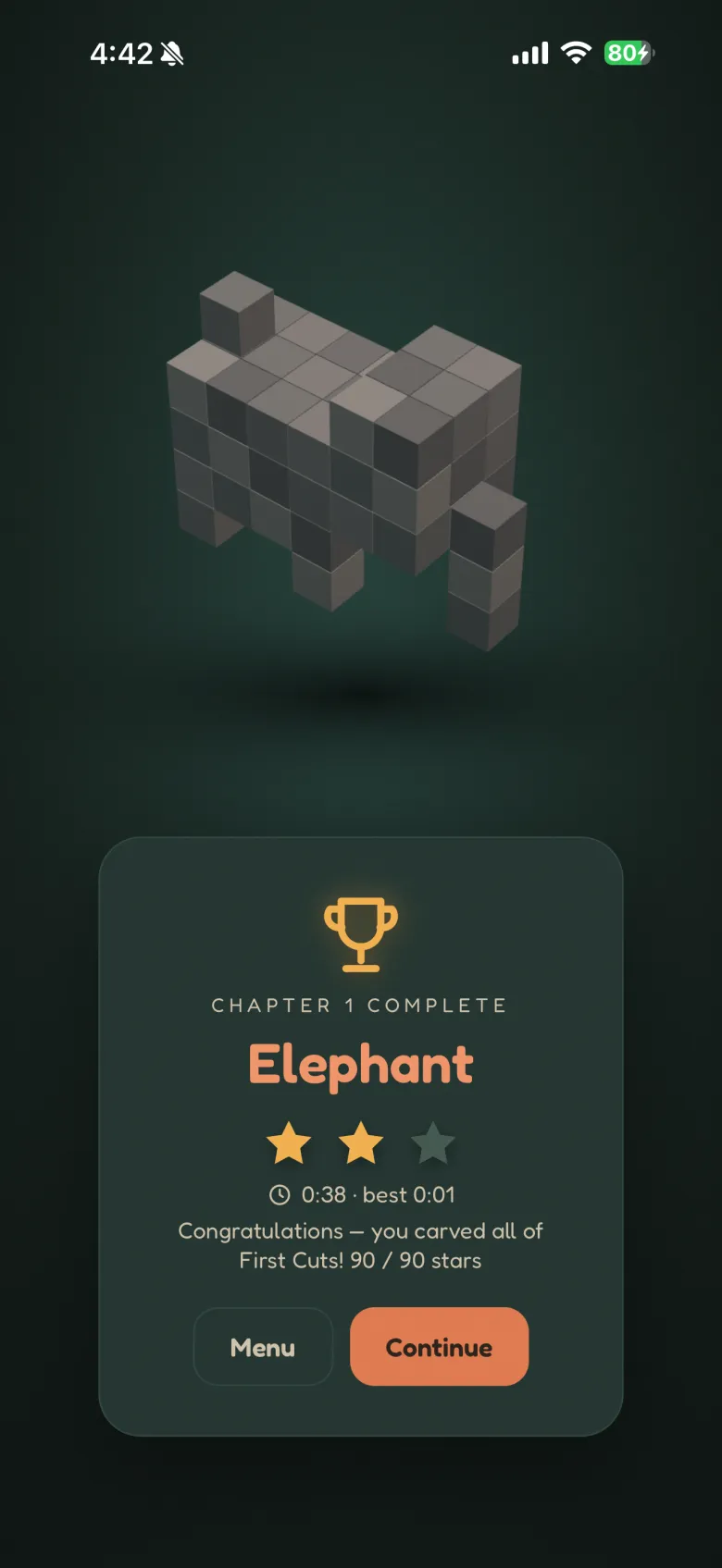 Chapter one complete: the grey elephant sculpture